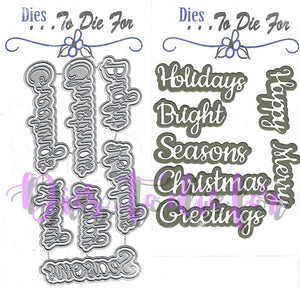 Dies ... to die for metal cutting die - Holiday seasons words with Shadows - Happy Merry Christmas Seasons Greetings Holidays Bright