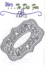 Load image into Gallery viewer, Dies ... to die for metal cutting die - Scallop stitched Flourish nameplate