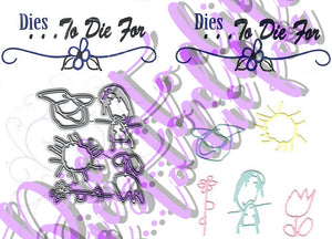 Dies ... to die for metal cutting die - Kids Drawings - Flowers Girl Sun