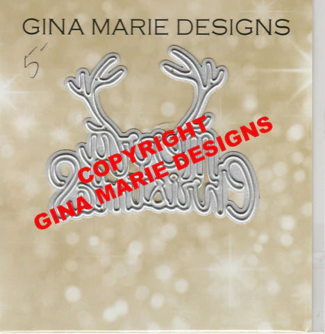 Gina Marie Metal cutting die - Merry Christmas Antlers