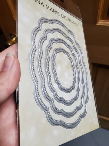 Gina Marie Metal cutting die -  Pierced Oval label