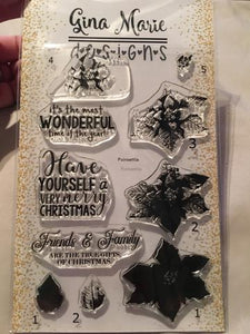 Gina Marie Clear stamp set - Poinsettia layered