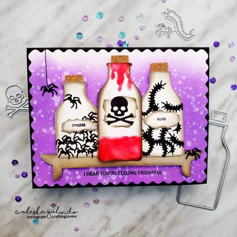 Gina Marie Metal cutting die - POISON BOTTLE & CREEPY CRAWLY BUGS