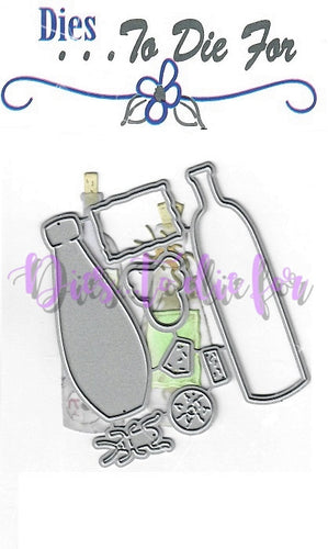 Dies ... to die for LLC metal cutting die - Potion / Poison Bottles with Eyeball , Bug and skull