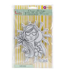 Prima Marketing rubber XL cling stamp 2 pc. - Bloom collection - Goldie