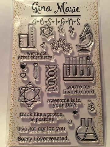 Gina Marie Clear stamp set - Science Nerd