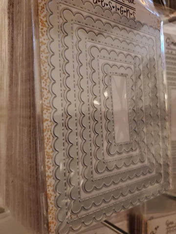 Gina Marie Metal cutting die -  Scallop stitched rectangle nesting die