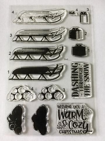 Gina Marie Clear stamp set - Sled layered
