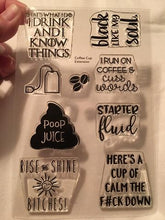 Load image into Gallery viewer, Gina Marie Clear stamp set -  Coffee - Snarky words