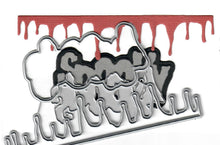 Load image into Gallery viewer, Dies ... to die for metal cutting die - Spooky word &amp; blood drip border