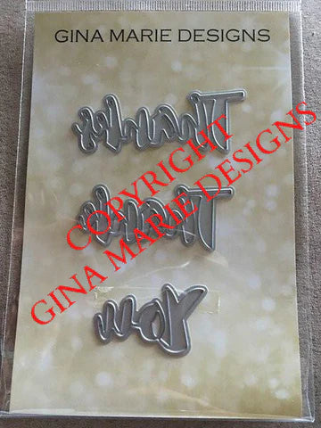 Gina Marie Metal cutting die - Thanks brush script words
