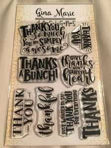 Gina Marie Clear stamp set - Thank you words