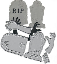 Load image into Gallery viewer, Dies ... to die for metal cutting die - Tombstones / Gravestone &amp; Zombie hands