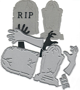 Dies ... to die for metal cutting die - Tombstones / Gravestone & Zombie hands