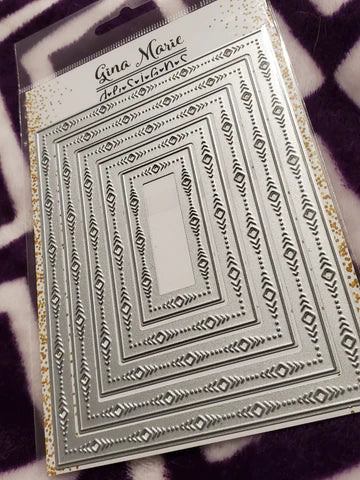 Gina Marie Metal cutting die - Tribal stitched rectangle