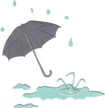 Load image into Gallery viewer, Dies ... to die for metal cutting die - Umbrella &amp; raindrops with puddle