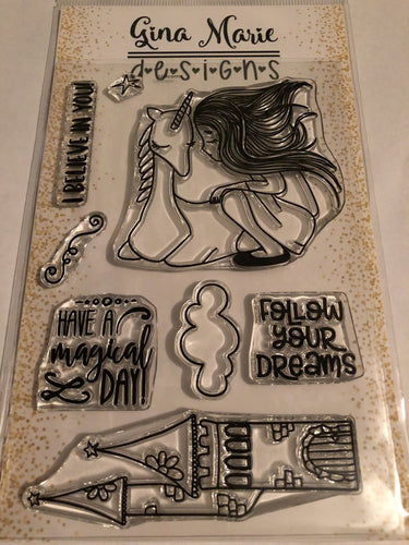 Gina Marie Clear stamp set - Unicorn and Girl