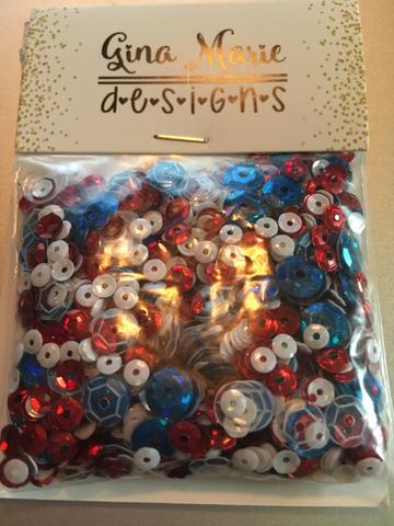 Gina Marie  Sequins mix - USA RED white blue
