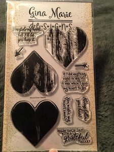 Gina Marie Clear stamp set - Wood grain Heart